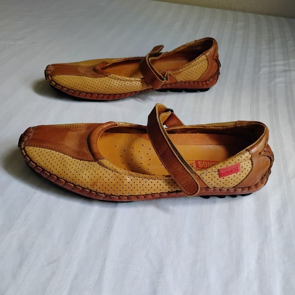 Pikolinos Shoes 37 US 6.5 Leather Mary Jane Driving Moc Comfort Casual Boho - Picture 1 of 14